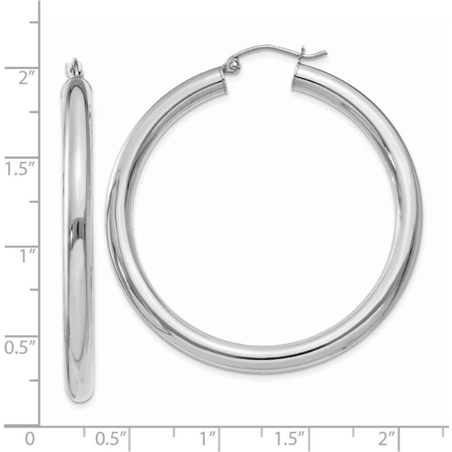 【並行輸入品】14K White Gold Polished 4mm Lightweight Tube Hoop Earrings 45mm stylの画像