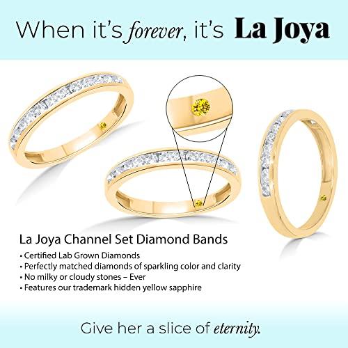 【並行輸入品】La Joya 1/6   1/2 CT TW認定 人工ダイヤモンドチャネルリング   輝く10Kソリッドゴールド結婚指輪 重ね付の画像