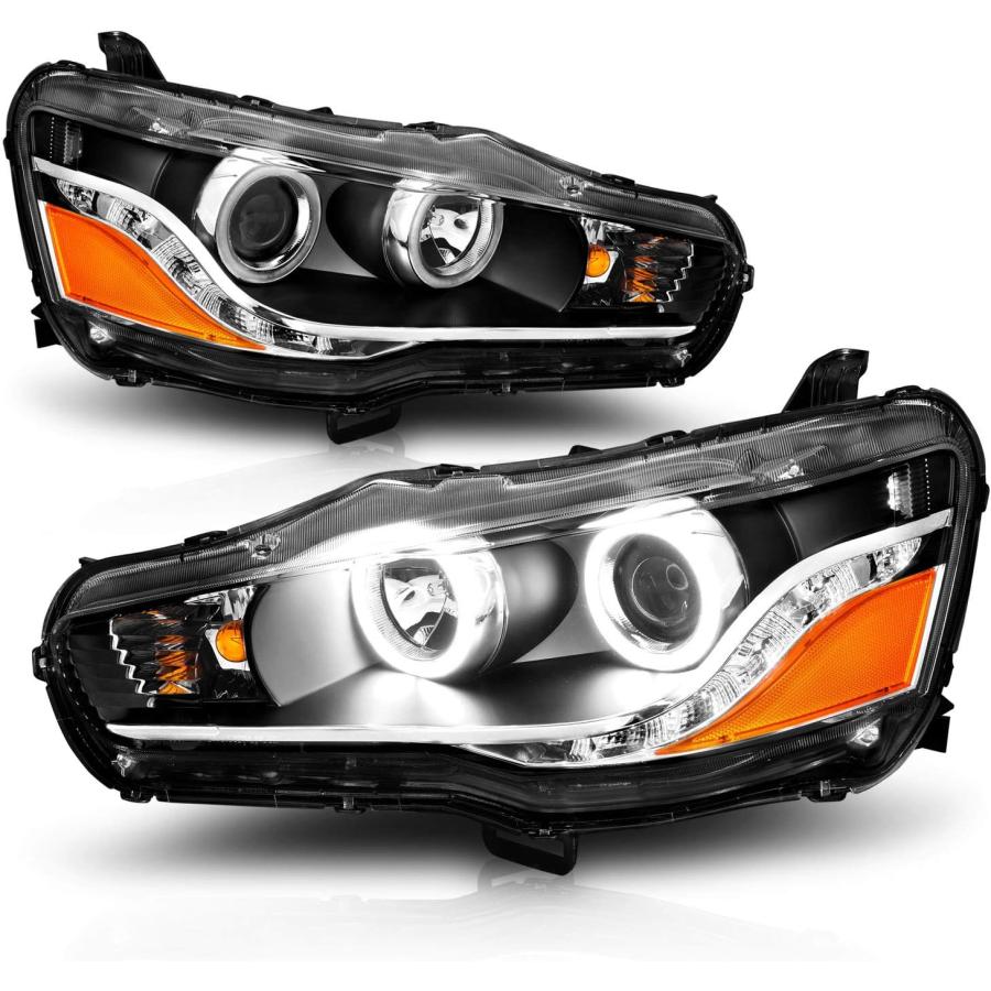 【並行輸入品】AmeriLite 2008-2020 三菱 ランサー/Evo X デュアル Xtreme LED ハロライト バー ブラック プロジェの画像