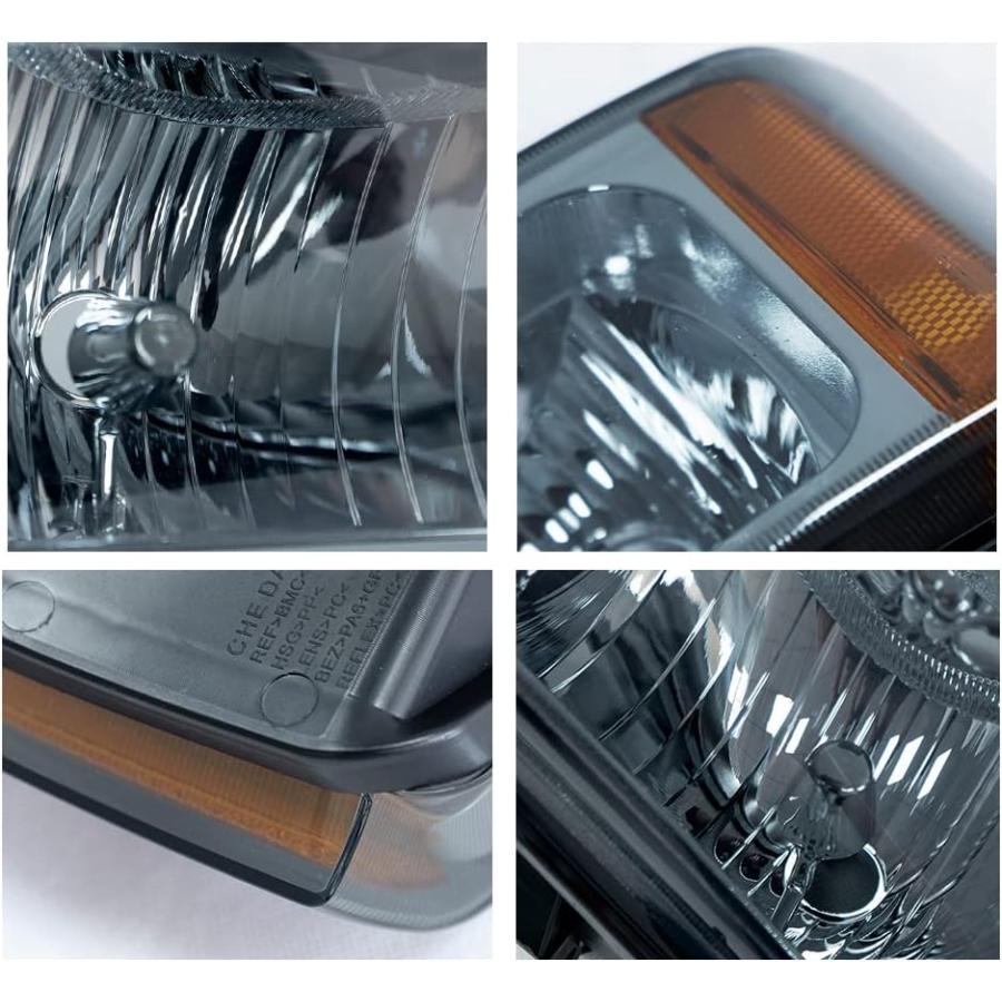 【並行輸入品】スモークレンズヘッドライトアセンブリ4個 シボレー2003-2006 アバランチ\u0026シルバラード 1500 2500 3500 ドライバーの画像