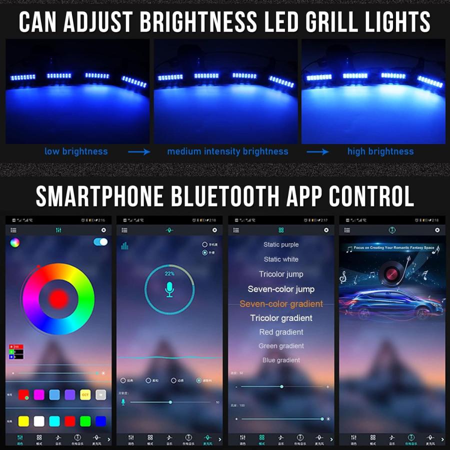 【並行輸入品】LED Grille Lights for Trucks - RGB Color - 4 Pods Front Grill Lightの画像