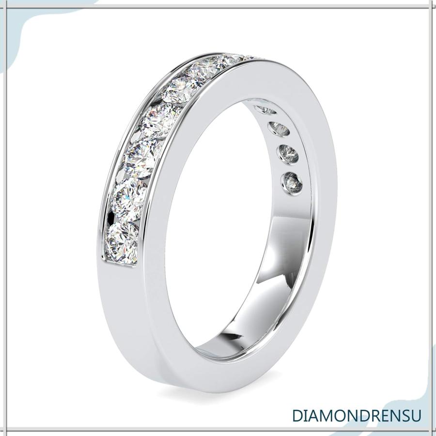 【並行輸入品】Diamondrensu 1.14カラット ラウンドカット 無色 モアッサナイト チャネルセット 結婚指輪 モアッサナイト ハーフエタニの画像