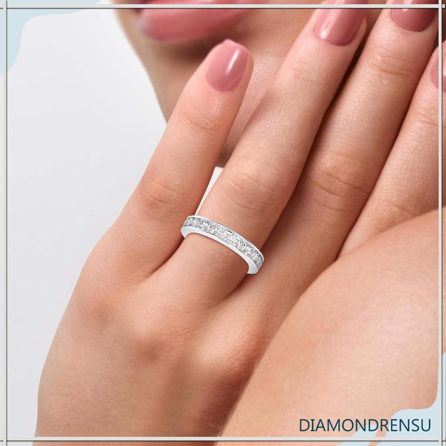 【並行輸入品】Diamondrensu 1.14カラット ラウンドカット 無色 モアッサナイト チャネルセット 結婚指輪 モアッサナイト ハーフエタニの画像