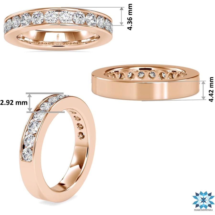 【並行輸入品】Diamondrensu 1.14カラット ラウンドカット 無色 モアッサナイト チャネルセット 結婚指輪 モアッサナイト ハーフエタニの画像