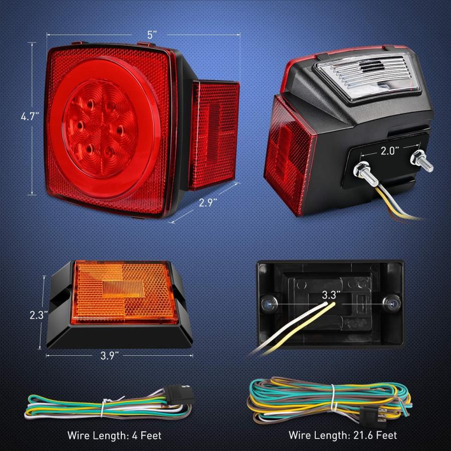 【並行輸入品】Nilight 2PCS Square LED Trailer Light Kit with Halo Glow Submersibleの画像