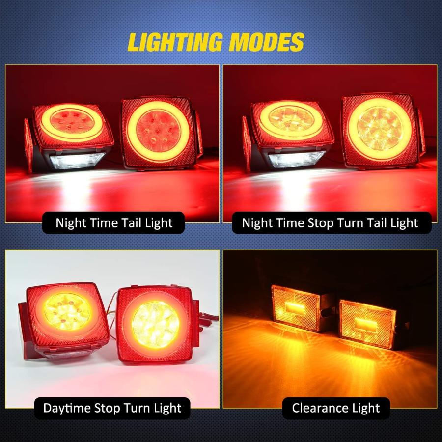 【並行輸入品】Nilight 2PCS Square LED Trailer Light Kit with Halo Glow Submersibleの画像