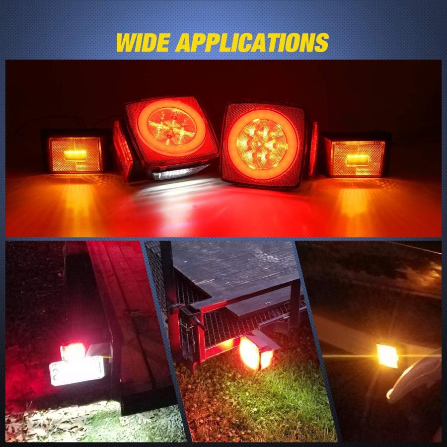 【並行輸入品】Nilight 2PCS Square LED Trailer Light Kit with Halo Glow Submersibleの画像