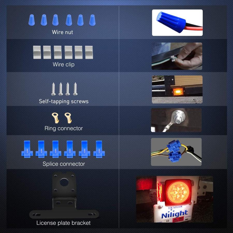 【並行輸入品】Nilight 2PCS Square LED Trailer Light Kit with Halo Glow Submersibleの画像