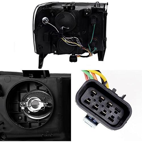 【並行輸入品】AKKON - [デュアルLEDハローリング] 07-13 Sierra ピックアップトラック ブラック スモークプロジェクターヘッドラの画像