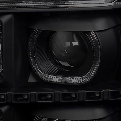 【並行輸入品】AKKON - [デュアルLEDハローリング] 07-13 Sierra ピックアップトラック ブラック スモークプロジェクターヘッドラの画像