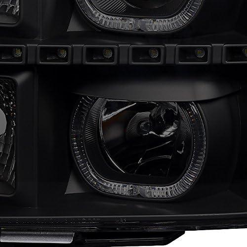 【並行輸入品】AKKON - [デュアルLEDハローリング] 07-13 Sierra ピックアップトラック ブラック スモークプロジェクターヘッドラの画像