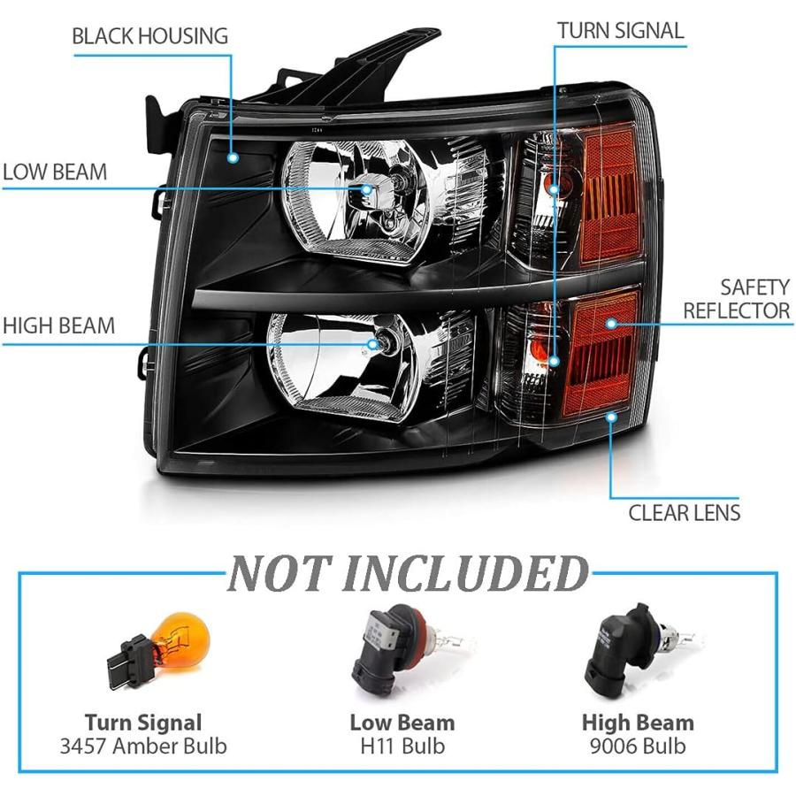 【並行輸入品】A\u0026P Headlight Assembly Compatible wtih 07-13 Silverado 1500/07-14 Siの画像