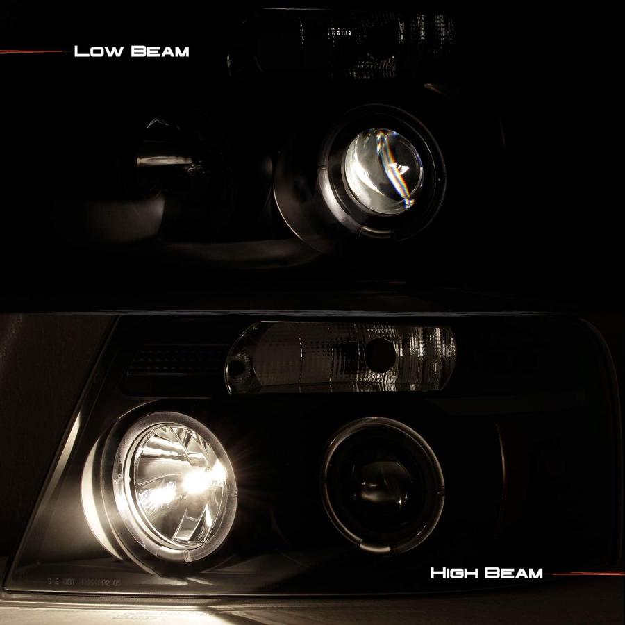 【並行輸入品】AKKON フォードF150 F-150ピックアップブラックベゼル デュアルヘイロー LED G2プロジェクターヘッドライトフロントランの画像