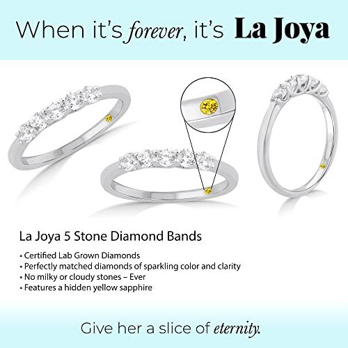 【並行輸入品】La Joya 1/4   3/4 CT TW認定 人工ダイヤモンド5ストーンバンドリング レディース | スパークリング10Kソの画像