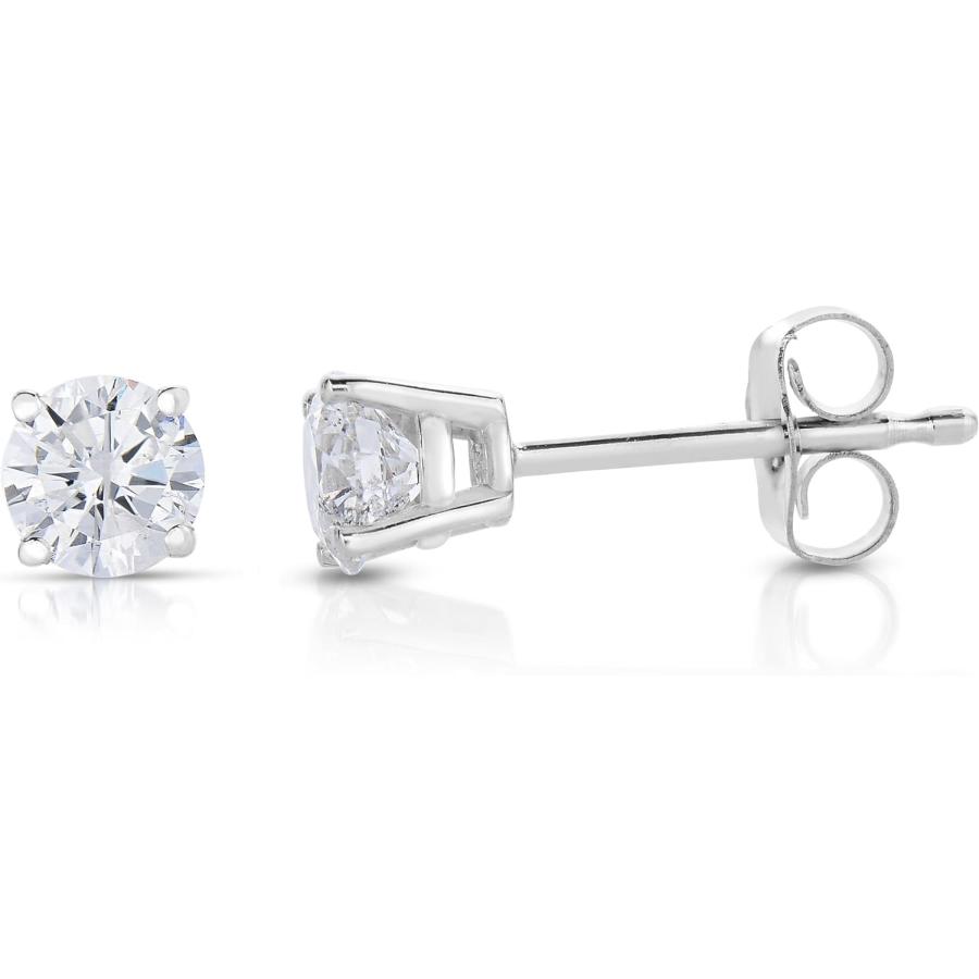 【並行輸入品】Vir Jewels 1/2 cttw ダイヤモンド スタッド イヤリング 14K ホワイトゴールド プッシュバック ラウンド 4 プロの画像