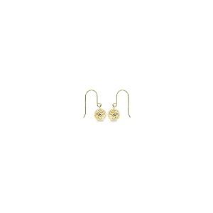【並行輸入品】14K ゴールド ダイヤモンドカット 8mm ボール フィッシュフック ダングルイヤリング レディース， イエローゴールド， キュ_5