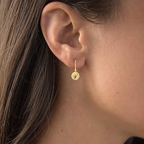 【並行輸入品】14K ゴールド ダイヤモンドカット 8mm ボール フィッシュフック ダングルイヤリング レディース， イエローゴールド， キュ_7