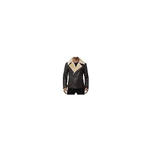【並行輸入品】Blingsoul Men's Shearling Jacket Brown Leather Swedish Bomber Jaの画像
