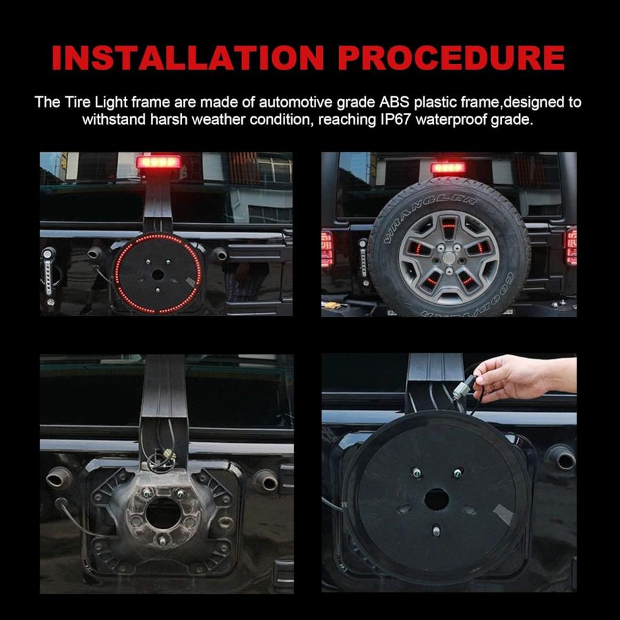 【並行輸入品】Youxmoto スペアタイヤブレーキライト ホイールライト サードブレーキライト 2007-2018 Jeep Wrangler JKの画像