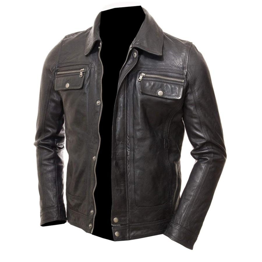 【並行輸入品】JUFAH Talento Mens Genuine Leather Jacket Removable Sherpa Sheepの画像