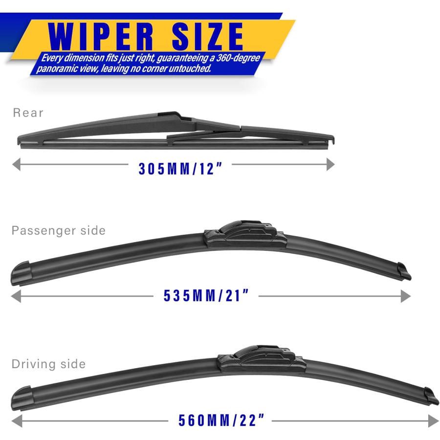 横手―湯田通行止め解除 3 wipers Replacement for 2011-2013 Jeep Grand Cherokee/2011-2018 Dodge Durango Windshield Wiper Blades Original Equipment Replacement - 22inch/21i