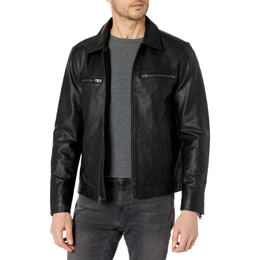 Levi's 【並行輸入品】Levi's Men's Faux Leather Laydown Collar
