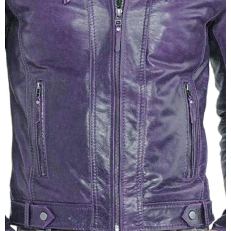 【並行輸入品】Mens Leather Jacket Real Lambskin Motorcycle Jacket For Men (PURの画像