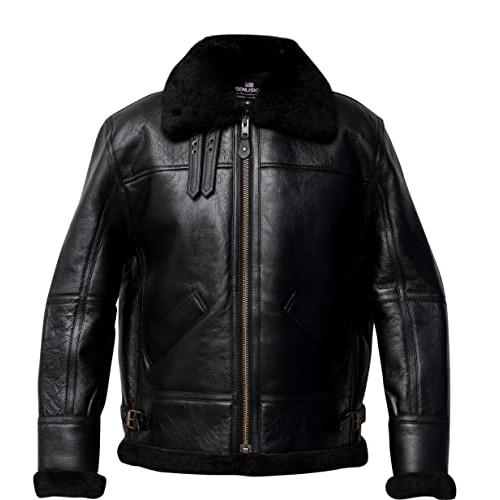 【並行輸入品】Mens B3 Leather Bomber Jacket | Real Shearling Bomber Jacket Menの画像