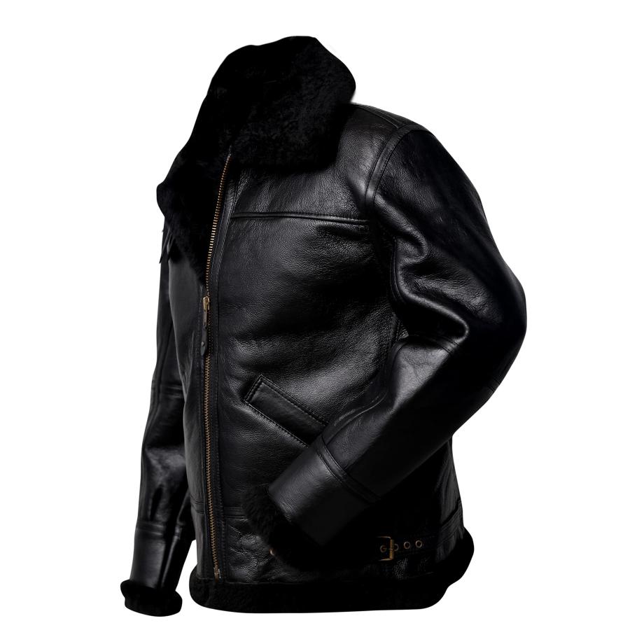 【並行輸入品】Mens B3 Leather Bomber Jacket | Real Shearling Bomber Jacket Menの画像