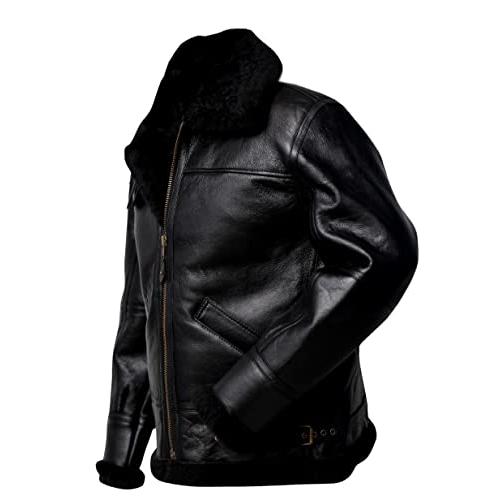 【並行輸入品】Mens B3 Leather Bomber Jacket | Real Shearling Bomber Jacket Menの画像