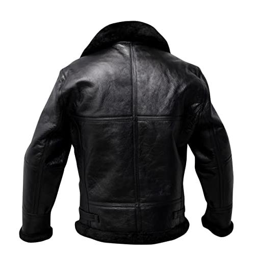 【並行輸入品】Mens B3 Leather Bomber Jacket | Real Shearling Bomber Jacket Menの画像