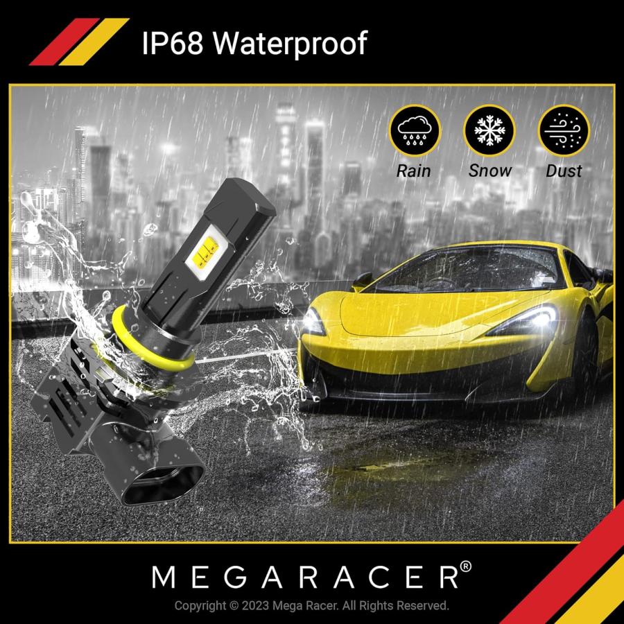 【並行輸入品】Mega Racer ワイヤレス 9005/HB3 ハイビーム H11 ロービーム LED ヘッドライト電球 - 50ワット 6500Kの画像