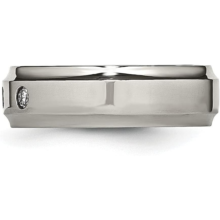 【並行輸入品】ICE CARATS Titanium 1/5 Carat Diamond Ridged Edge 7mm Wedding Band Rの画像