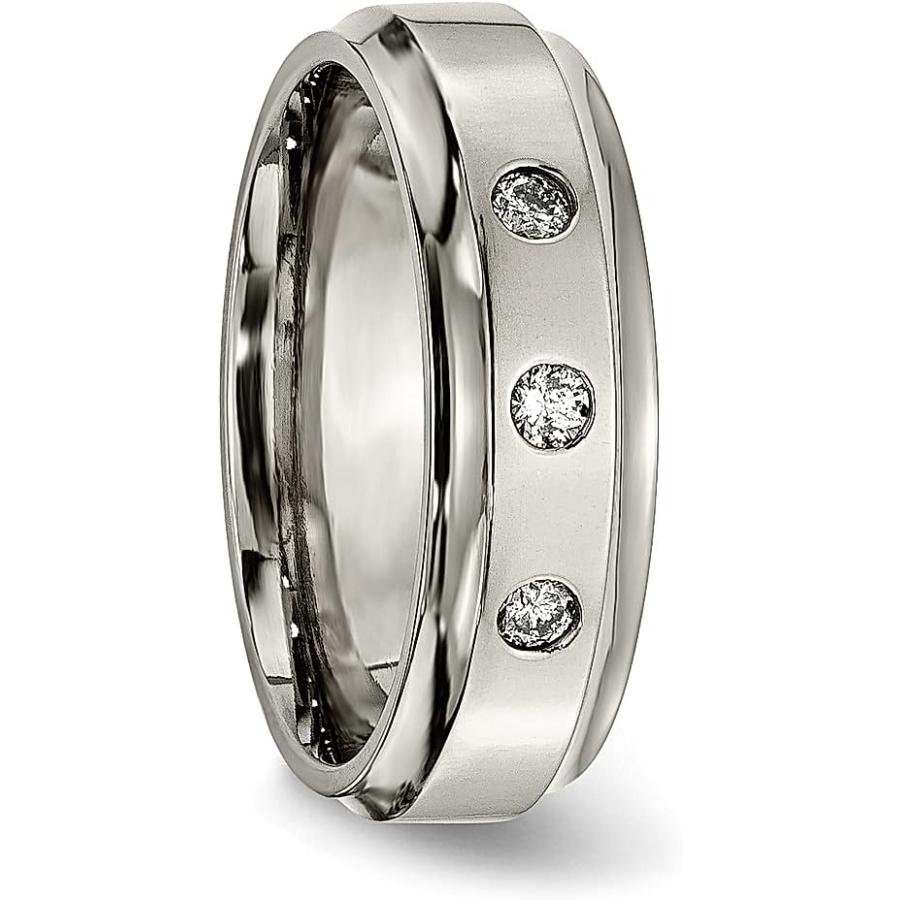 【並行輸入品】ICE CARATS Titanium 1/5 Carat Diamond Ridged Edge 7mm Wedding Band Rの画像