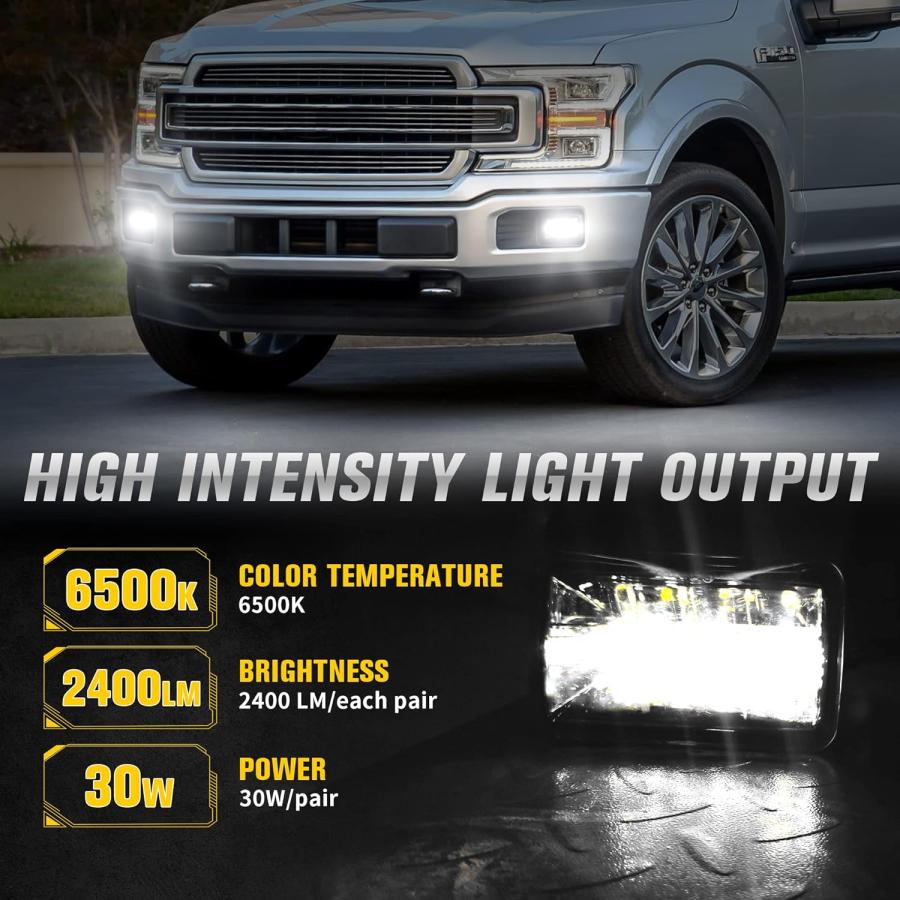【並行輸入品】LED フォグライト 2015-2019 F150 4インチアセンブリキット 36W 防水バンパーランプ ブラック 1ペア　_2