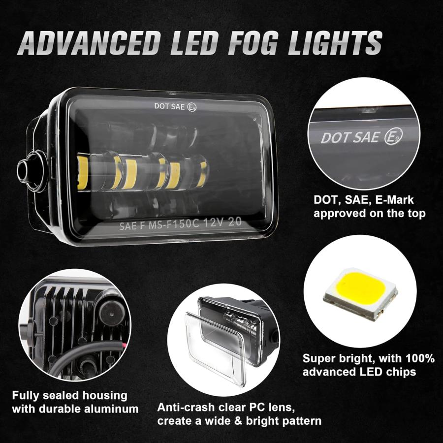 【並行輸入品】LED フォグライト 2015-2019 F150 4インチアセンブリキット 36W 防水バンパーランプ ブラック 1ペア　_3
