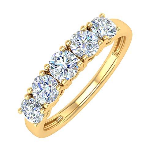 【並行輸入品】1カラット 5ストーン ダイヤモンド 結婚指輪 14Kゴールド   IGI認定, 金属 金属。 ストーン, ダイヤモンド FINEの画像
