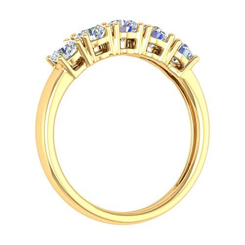 【並行輸入品】1カラット 5ストーン ダイヤモンド 結婚指輪 14Kゴールド   IGI認定, 金属 金属。 ストーン, ダイヤモンド FINEの画像