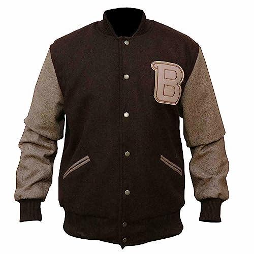 【並行輸入品】Canadian Leather Men Hotline Miami B Logo Varsity Brown Wool Jacの画像