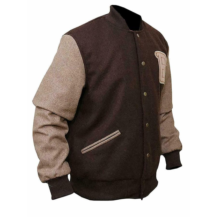 【並行輸入品】Canadian Leather Men Hotline Miami B Logo Varsity Brown Wool Jacの画像
