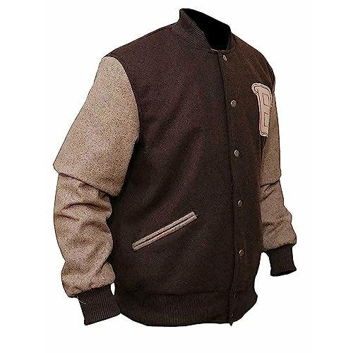 【並行輸入品】Canadian Leather Men Hotline Miami B Logo Varsity Brown Wool Jacの画像