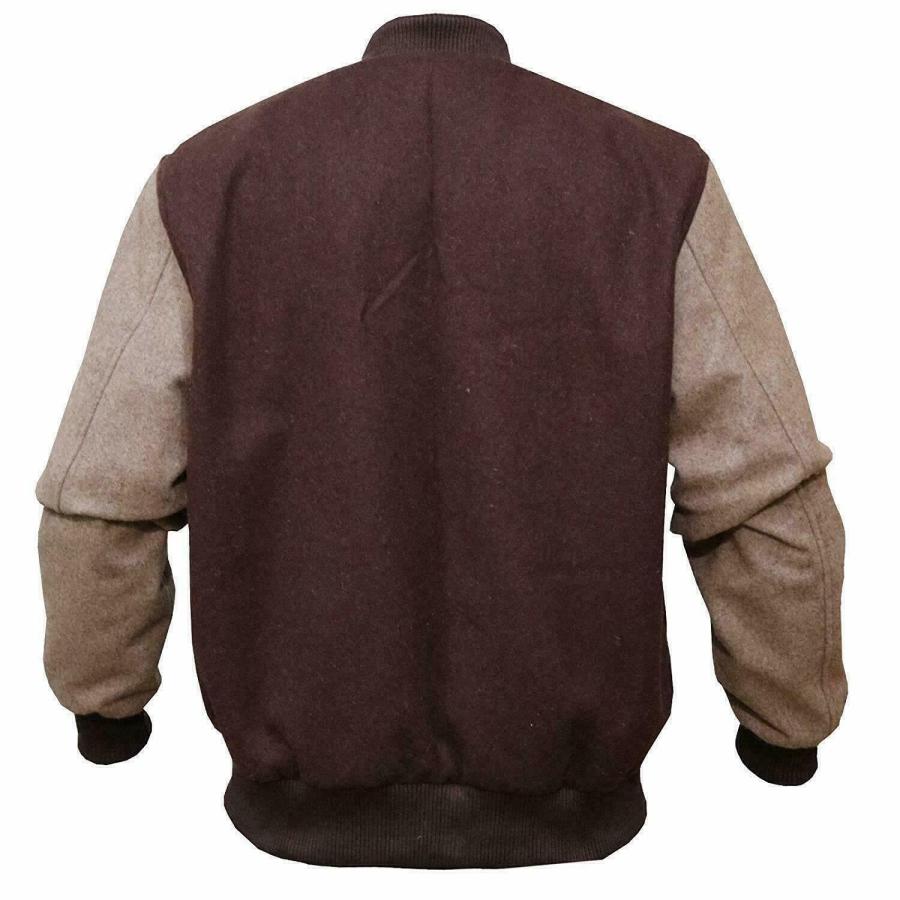 【並行輸入品】Canadian Leather Men Hotline Miami B Logo Varsity Brown Wool Jacの画像