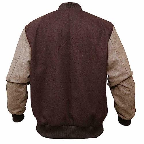 【並行輸入品】Canadian Leather Men Hotline Miami B Logo Varsity Brown Wool Jacの画像