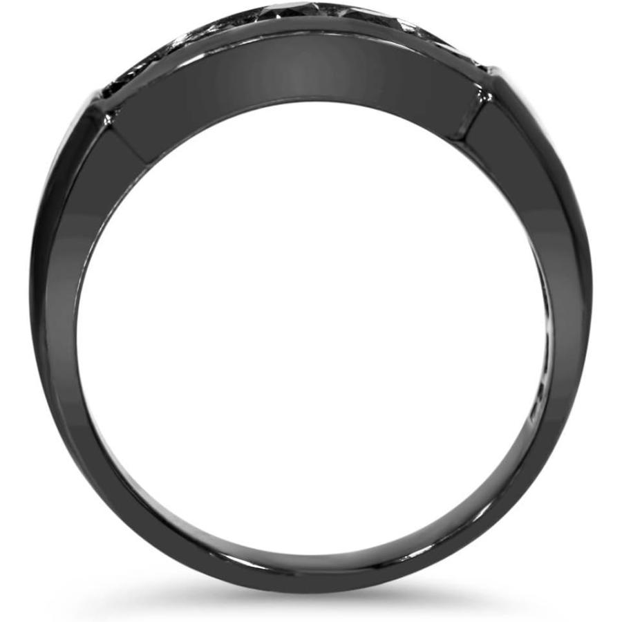 【並行輸入品】1/2カラット ブラックダイヤモンド メンズ結婚指輪 10K ブラックゴールド サイズ10  10Kホワイトゴールド  ダイヤモンドの画像