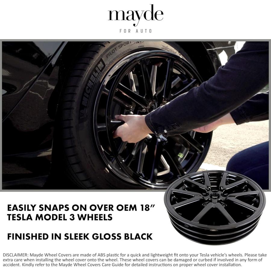 【並行輸入品】Mayde 18-Inch Hub Caps fits 2017-2022 Tesla Model 3  Replacement Wheの画像