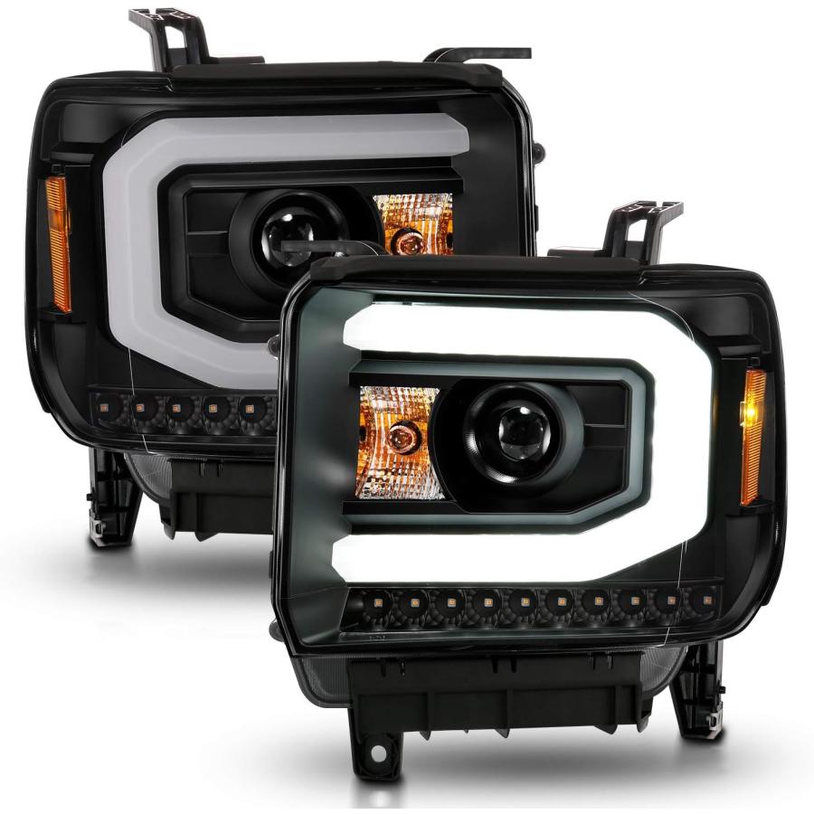 【並行輸入品】ANZO (111513) 2014-2015 GMC Sierra 1500 プロジェクターヘッドライト ライトバー付き ブラックハウ_1