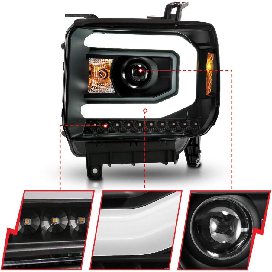 【並行輸入品】ANZO (111513) 2014-2015 GMC Sierra 1500 プロジェクターヘッドライト ライトバー付き ブラックハウ_2