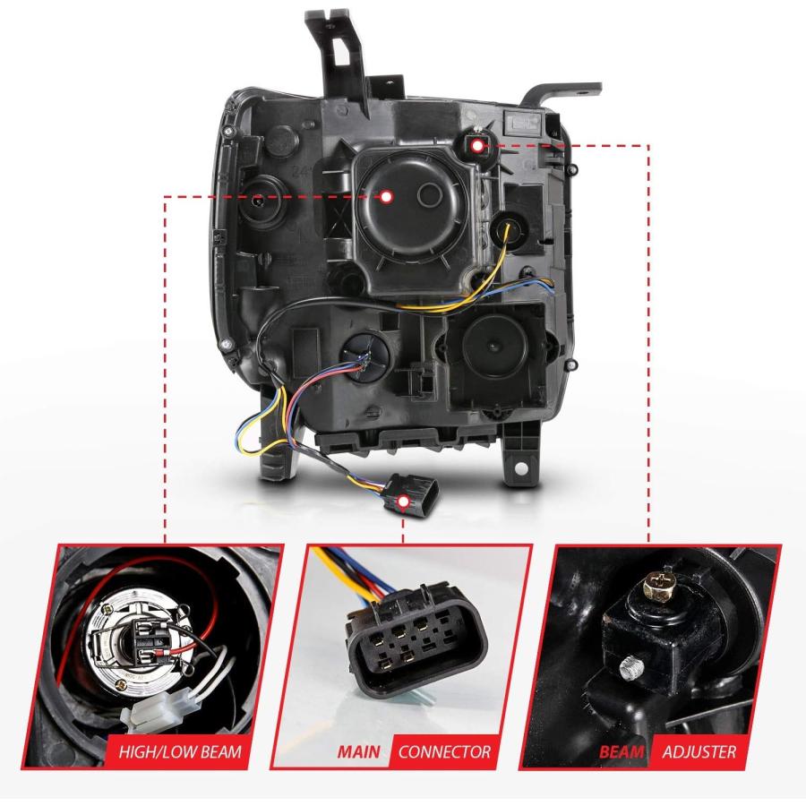 【並行輸入品】ANZO (111513) 2014-2015 GMC Sierra 1500 プロジェクターヘッドライト ライトバー付き ブラックハウ_4