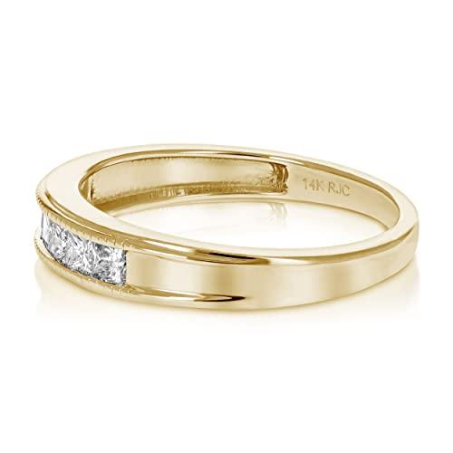 【並行輸入品】Vir Jewels 1/2 cttw ダイヤモンド 結婚指輪 女性用 プリンセス ダイヤモンド 結婚指輪 14K イエローゴールの画像