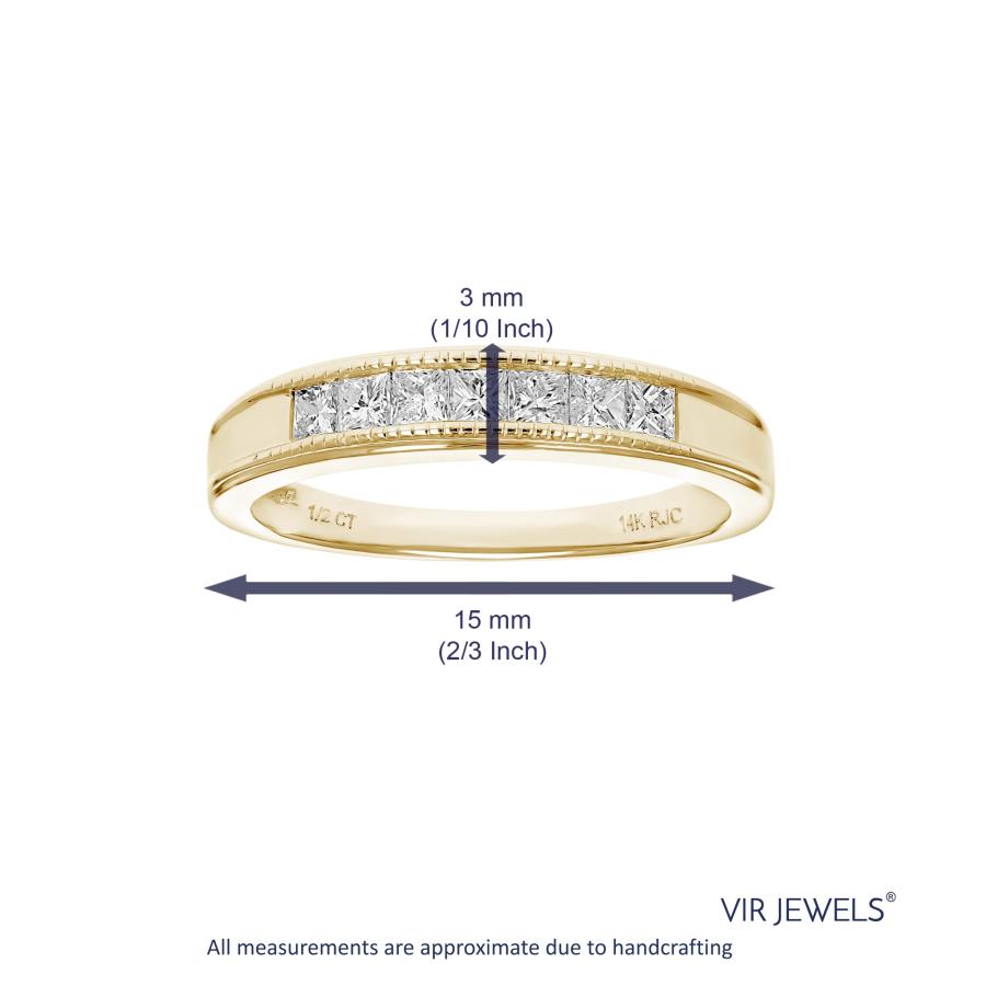 【並行輸入品】Vir Jewels 1/2 cttw ダイヤモンド 結婚指輪 女性用 プリンセス ダイヤモンド 結婚指輪 14K イエローゴールの画像